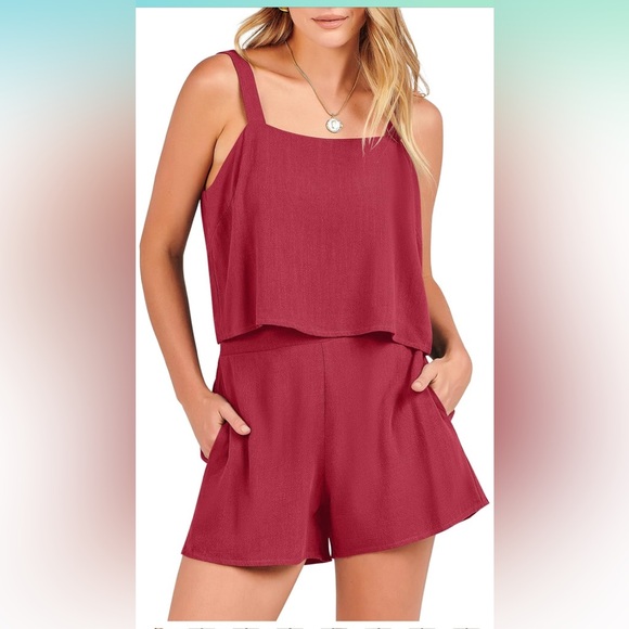 automet Pants - Nwt red linen 2 piece shorts set❤️size medium